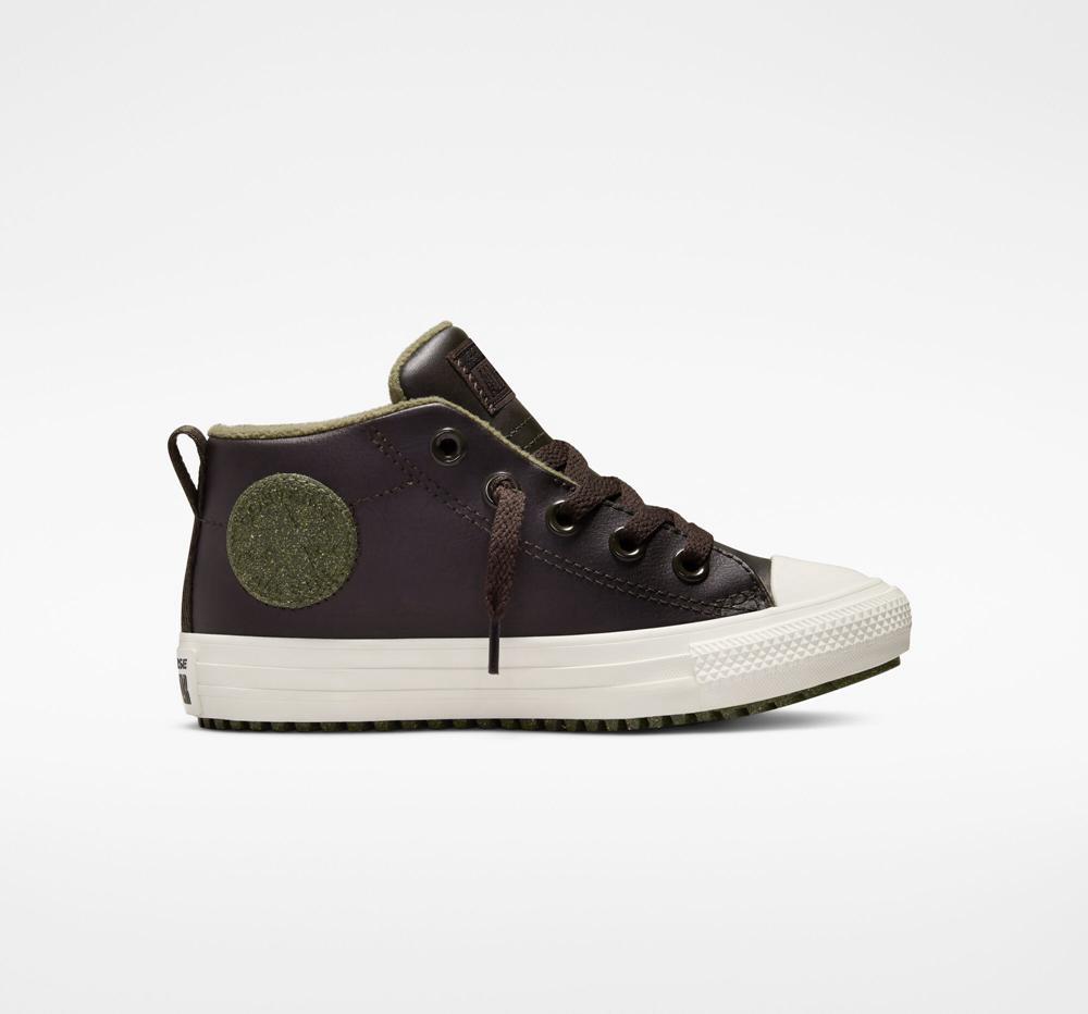 Botas Media Caña Tenis Converse Chuck Taylor All Star Calle Boot Leather Little Kids Niña Marrones Colombia | HXCZJ-7195