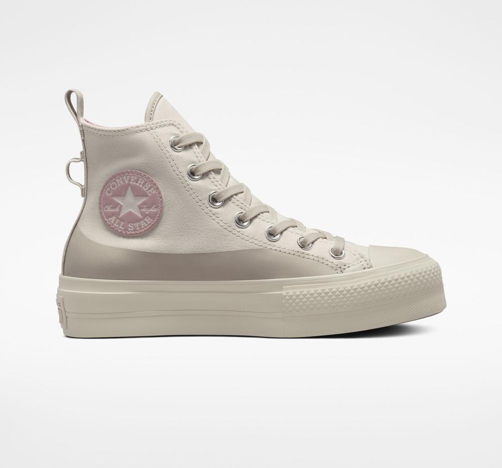 Botas Tenis Converse Chuck Taylor All Star Lift Plataforma Agua Repellent Canvas Mujer Kaki Colombia | JPXEK-5136