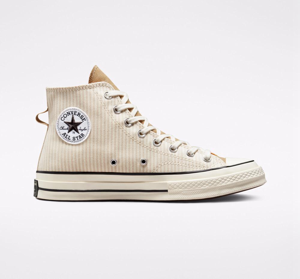High Tops Tenis Converse Chuck 70 Crafted Stripe Unisex Hombre Kaki Colombia | VXLAH-8597