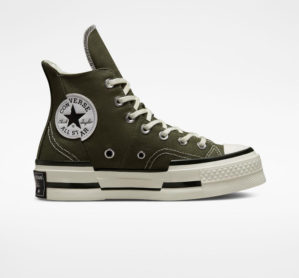 High Tops Tenis Converse Chuck 70 Plus Unisex Hombre Verde Negras Colombia | XPZTB-2183