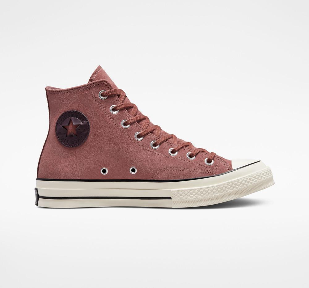 High Tops Tenis Converse Chuck 70 Suede Unisex Hombre Burdeos Negras Colombia | ALMSR-7503