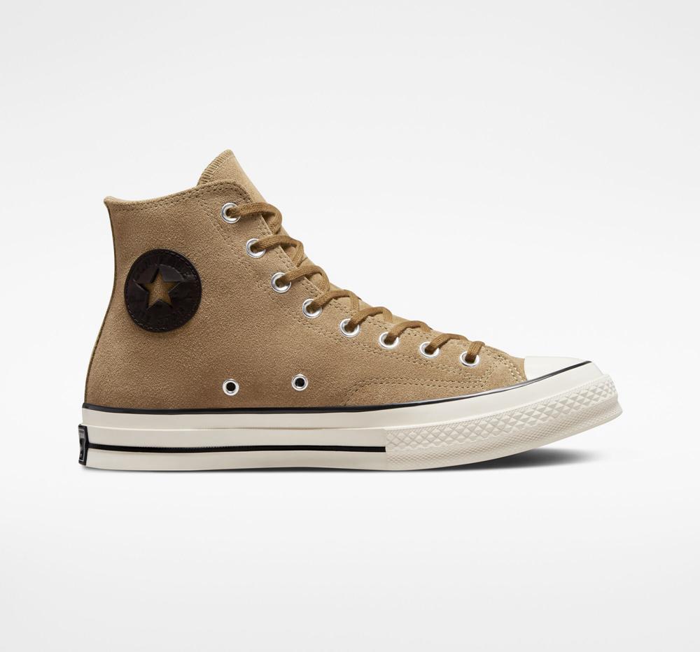 High Tops Tenis Converse Chuck 70 Suede Unisex Mujer Marrones Negras Colombia | NQSXZ-5438