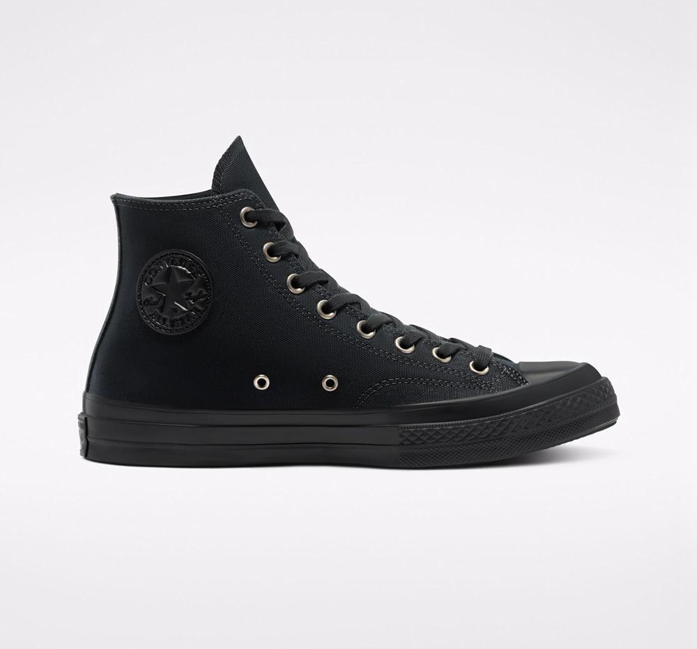High Tops Tenis Converse Chuck 70 Vintage Canvas Unisex Mujer Negras Negras Negras Colombia | QICMX-5247