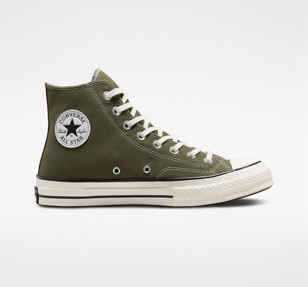 High Tops Tenis Converse Chuck 70 Vintage Canvas Unisex Mujer Verde Negras Colombia | RSEJZ-2806