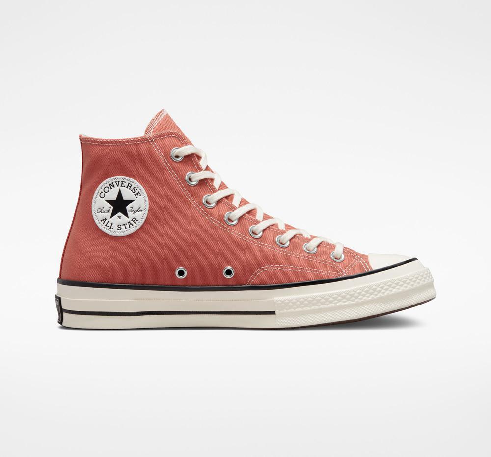 High Tops Tenis Converse Chuck 70 Vintage Canvas Unisex Hombre Coral Negras Colombia | YFEBO-9104
