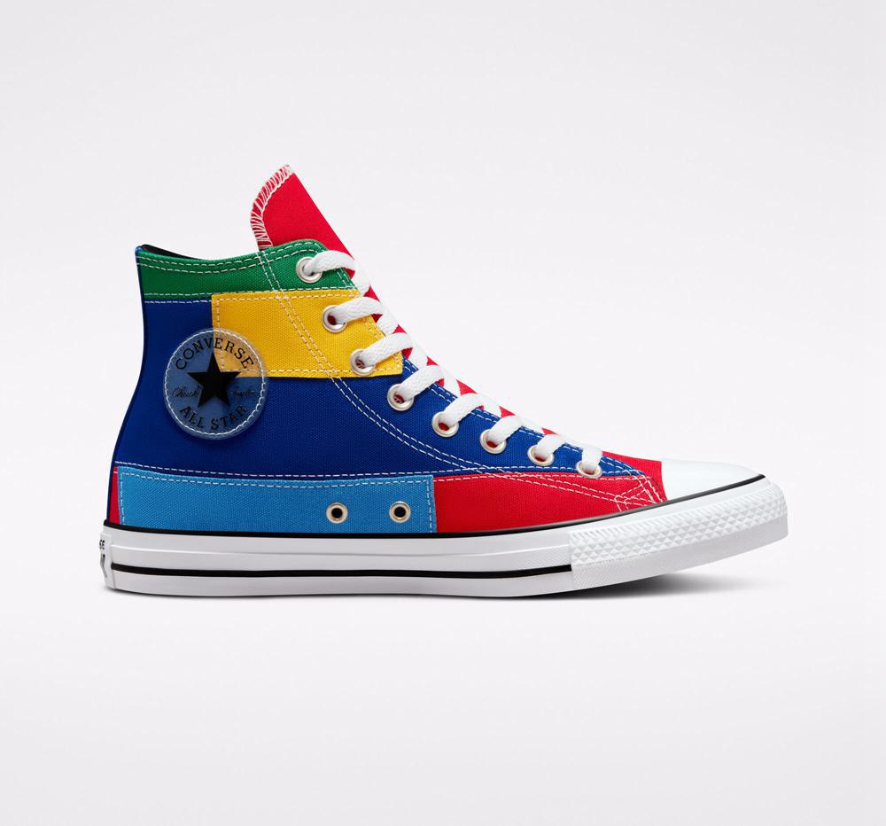 High Tops Tenis Converse Chuck Taylor All Star Patchwork Unisex Hombre Rojas Azules Colombia | BVKWJ-3514