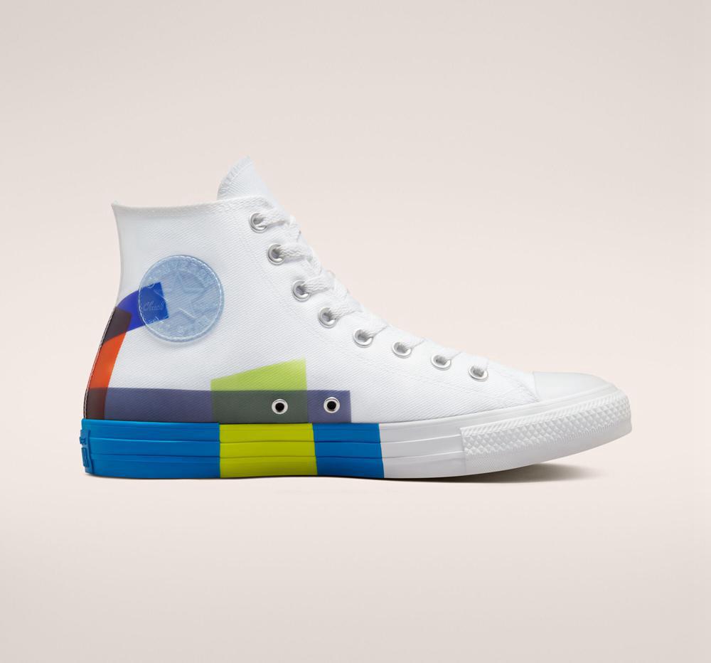 High Tops Tenis Converse Chuck Taylor All Star Space Racer Unisex Hombre Blancas Azules Blancas Colombia | BVXAS-1746