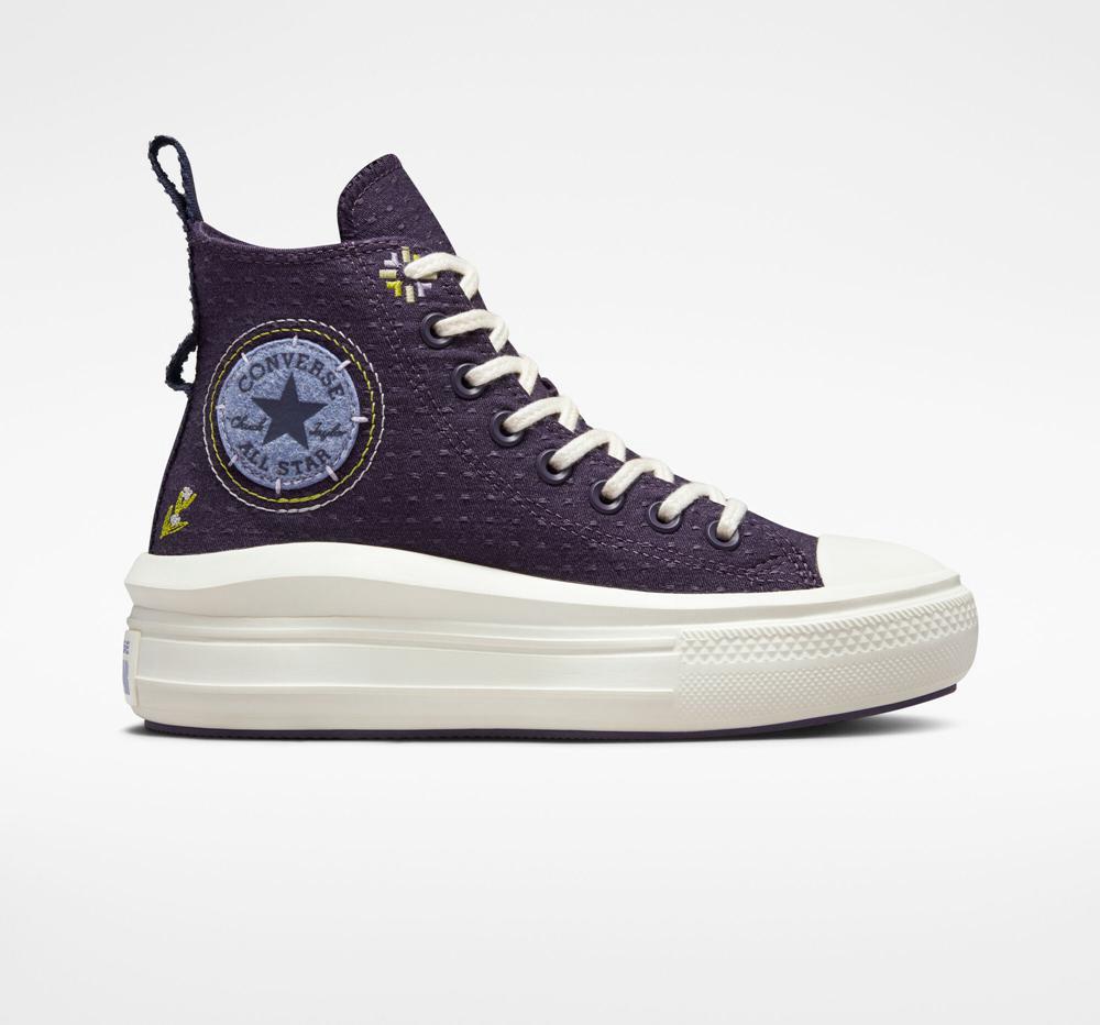 High Tops Tenis Converse Chuck Taylor All Star Move Plataforma Autumn Embroidery Mujer Verde Verde Menta Colombia | IPEUD-5917