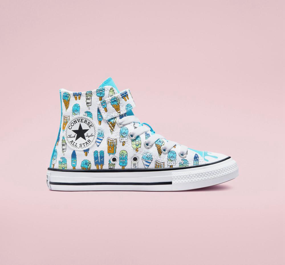 High Tops Tenis Converse Chuck Taylor All Star Easy On Frozen Treats Little Kids Niña Blancas Azules Colombia | JNSOB-3107