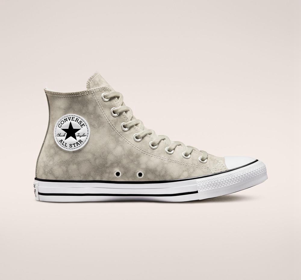 High Tops Tenis Converse Chuck Taylor All Star Distressed Leather Unisex Mujer Gris Verde Menta Colombia | JUXNL-8465