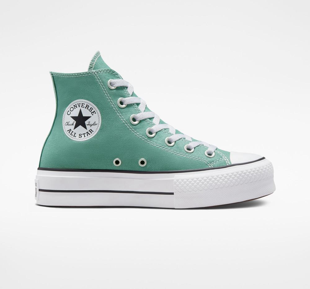 High Tops Tenis Converse Chuck Taylor All Star Lift Plataforma Surplus Canvas Mujer Verde Menta Colombia | MRCTE-2381