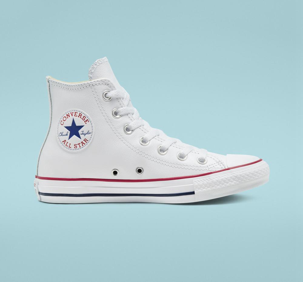High Tops Tenis Converse Chuck Taylor All Star Leather Unisex Hombre Blancas Colombia | NKQSW-2198