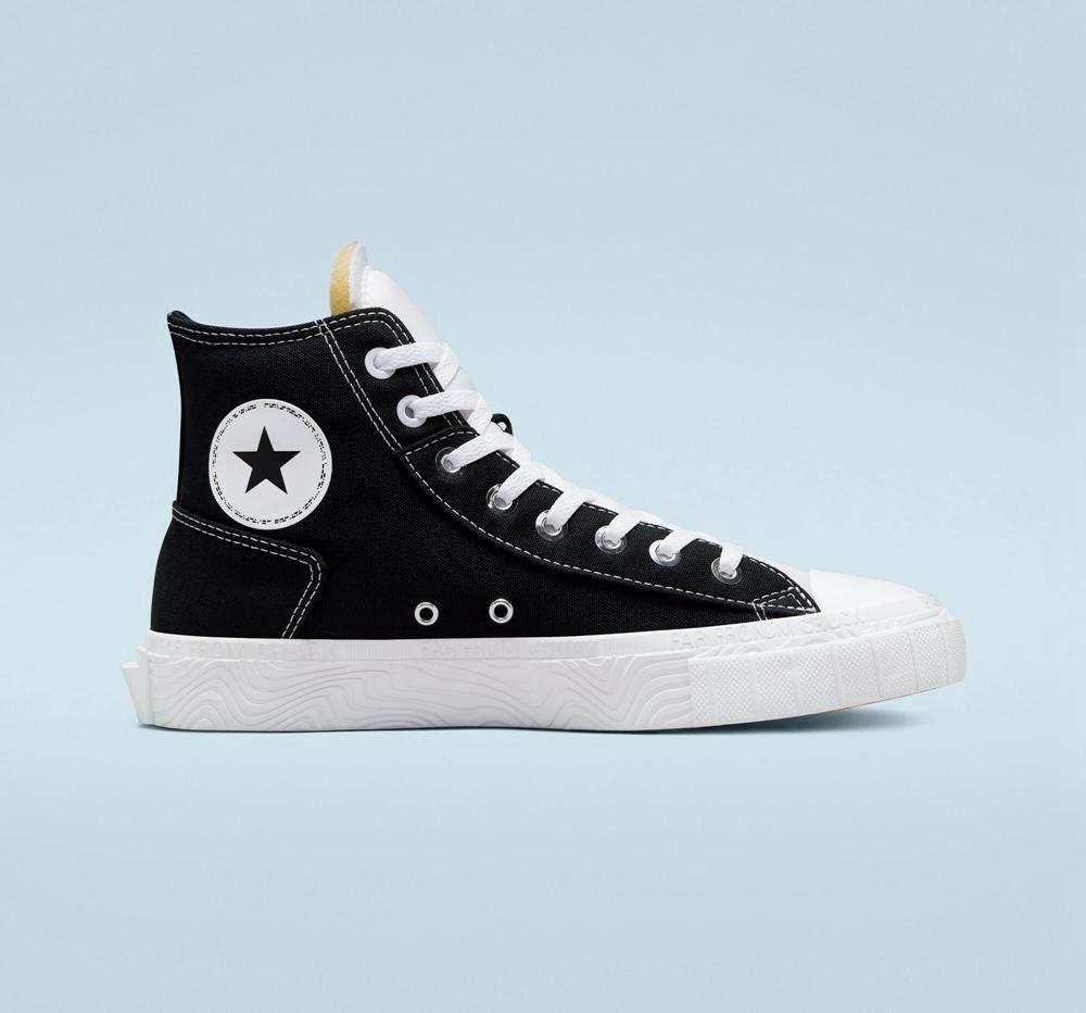 High Tops Tenis Converse Chuck Taylor Alt Star Canvas Unisex Hombre Negras Blancas Blancas Colombia | OPBXF-5681
