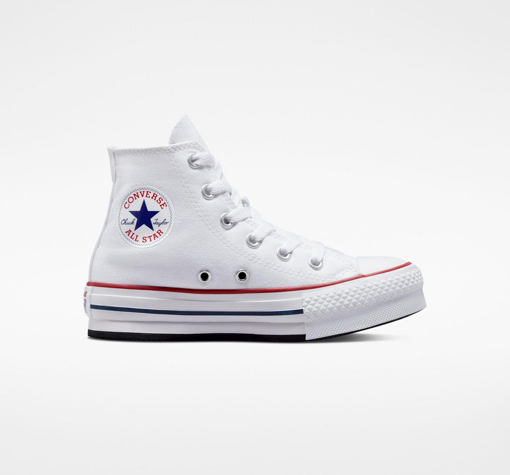 High Tops Tenis Converse Chuck Taylor All Star Lift Plataforma Little Kids Niña Blancas Azul Marino Colombia | QKIWG-0472