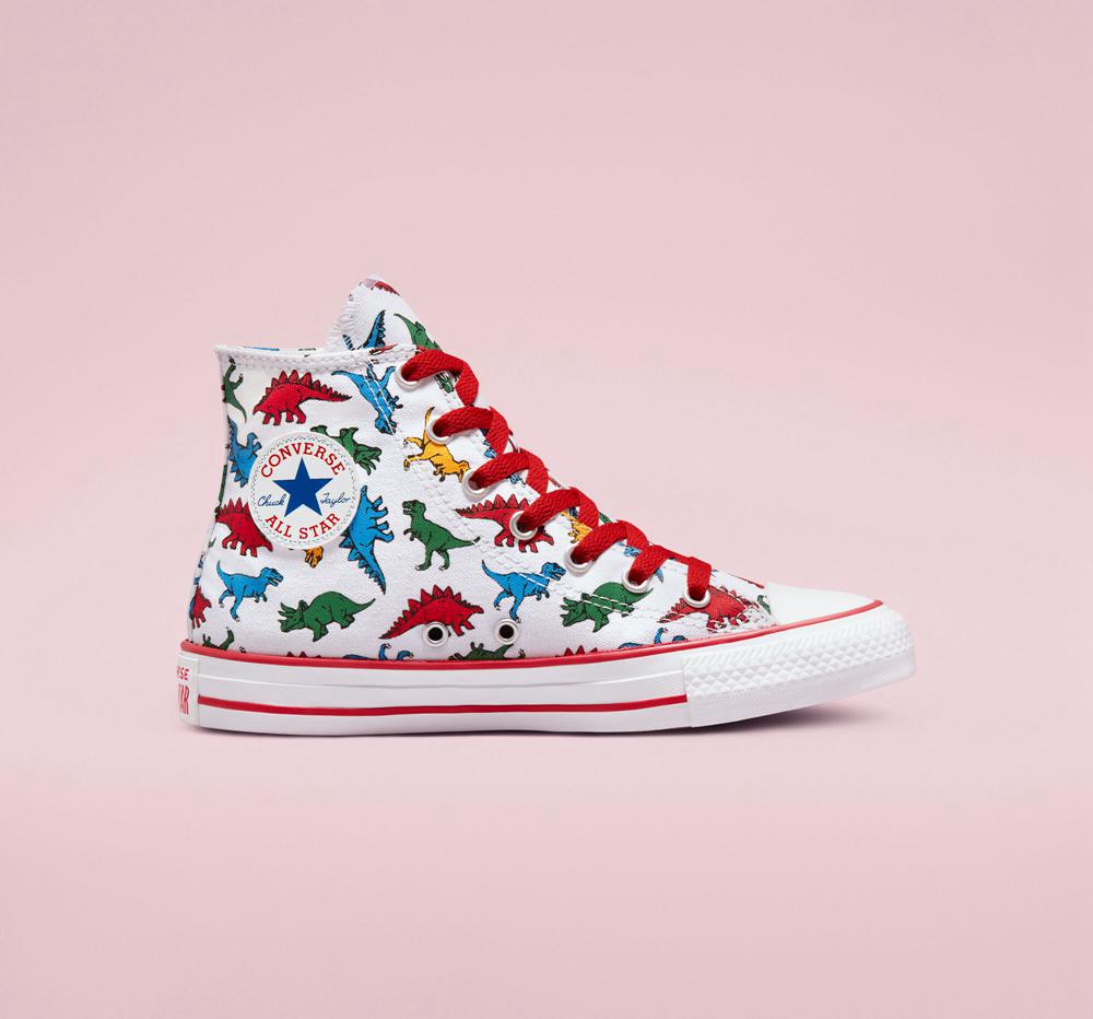 High Tops Tenis Converse Chuck Taylor All Star Dinosaurs Big Kids Niño Blancas Rojas Azules Colombia | VCORF-3082