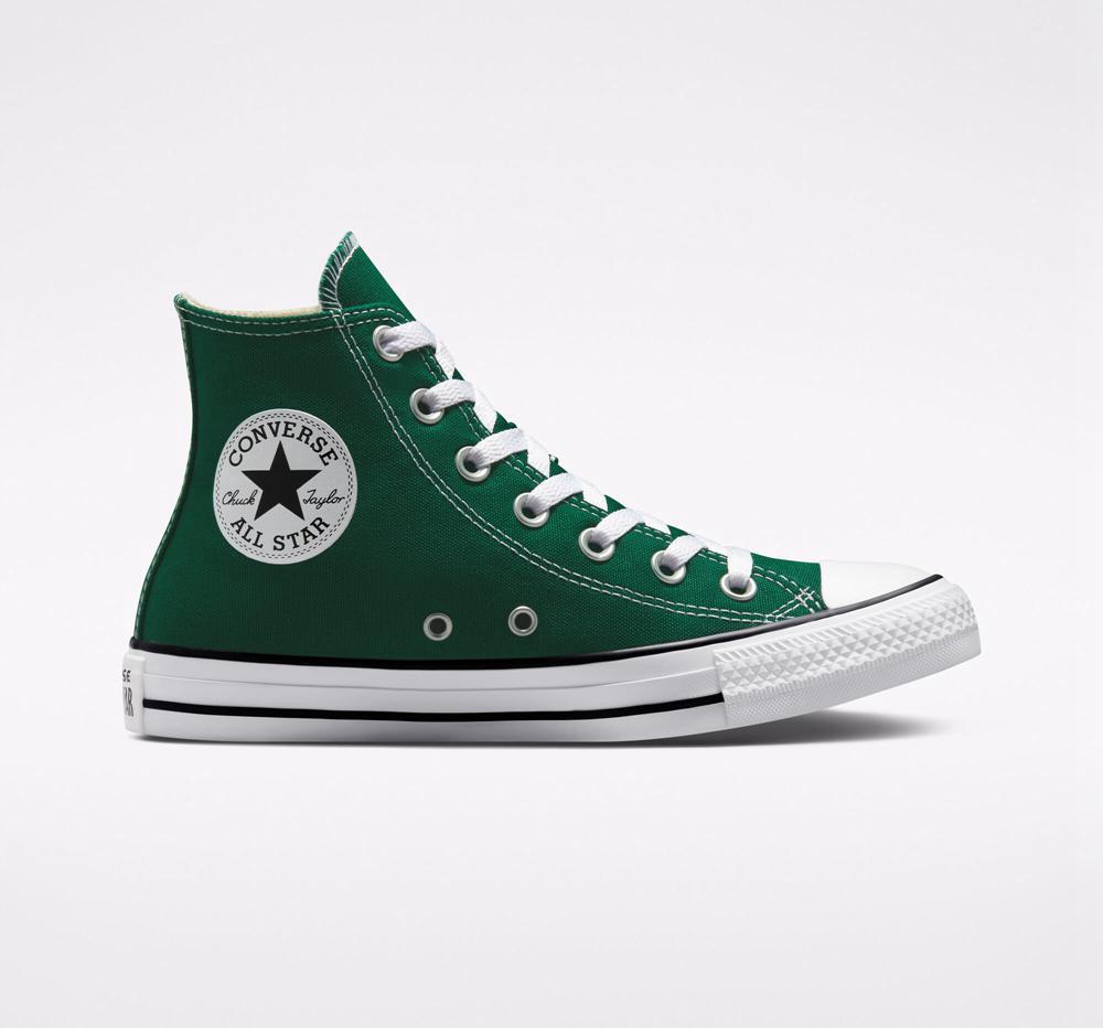High Tops Tenis Converse Chuck Taylor All Star Seasonal Color Unisex Mujer Verde Blancas Negras Colombia | YKCSO-2073