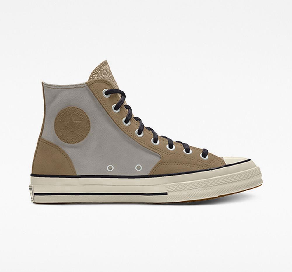 High Tops Tenis Converse Custom Chuck 70 Suede By You Unisex Mujer Verde Marrones Colombia | LGUQW-2715