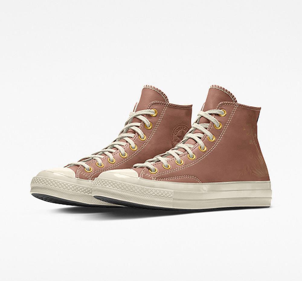 High Tops Tenis Converse Custom Chuck 70 Leather By You Unisex Hombre Marrones Colombia | QDPKB-1247