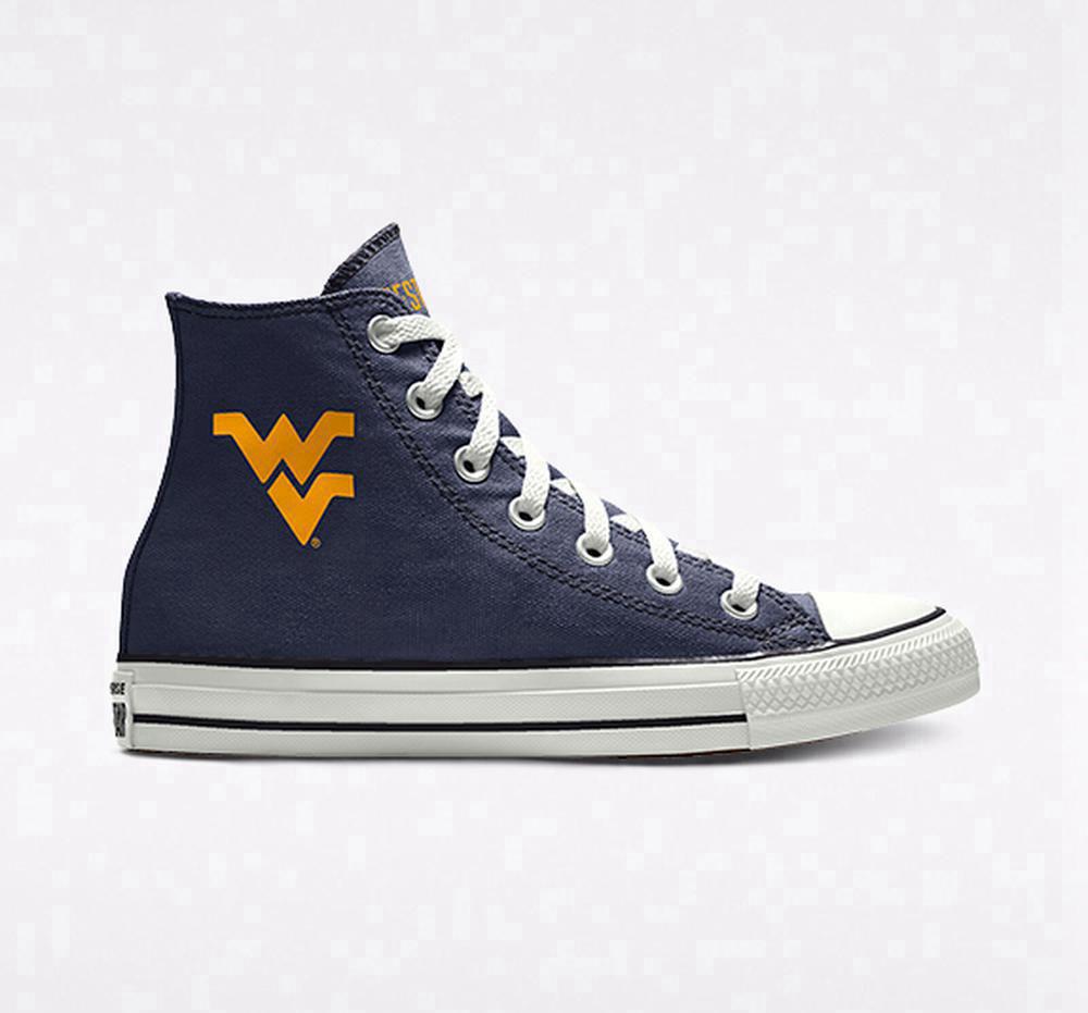 High Tops Tenis Converse Custom Chuck Taylor All Star West Virginia University Mountaineers By You Unisex Hombre Azul Marino Colombia | BDESJ-5681