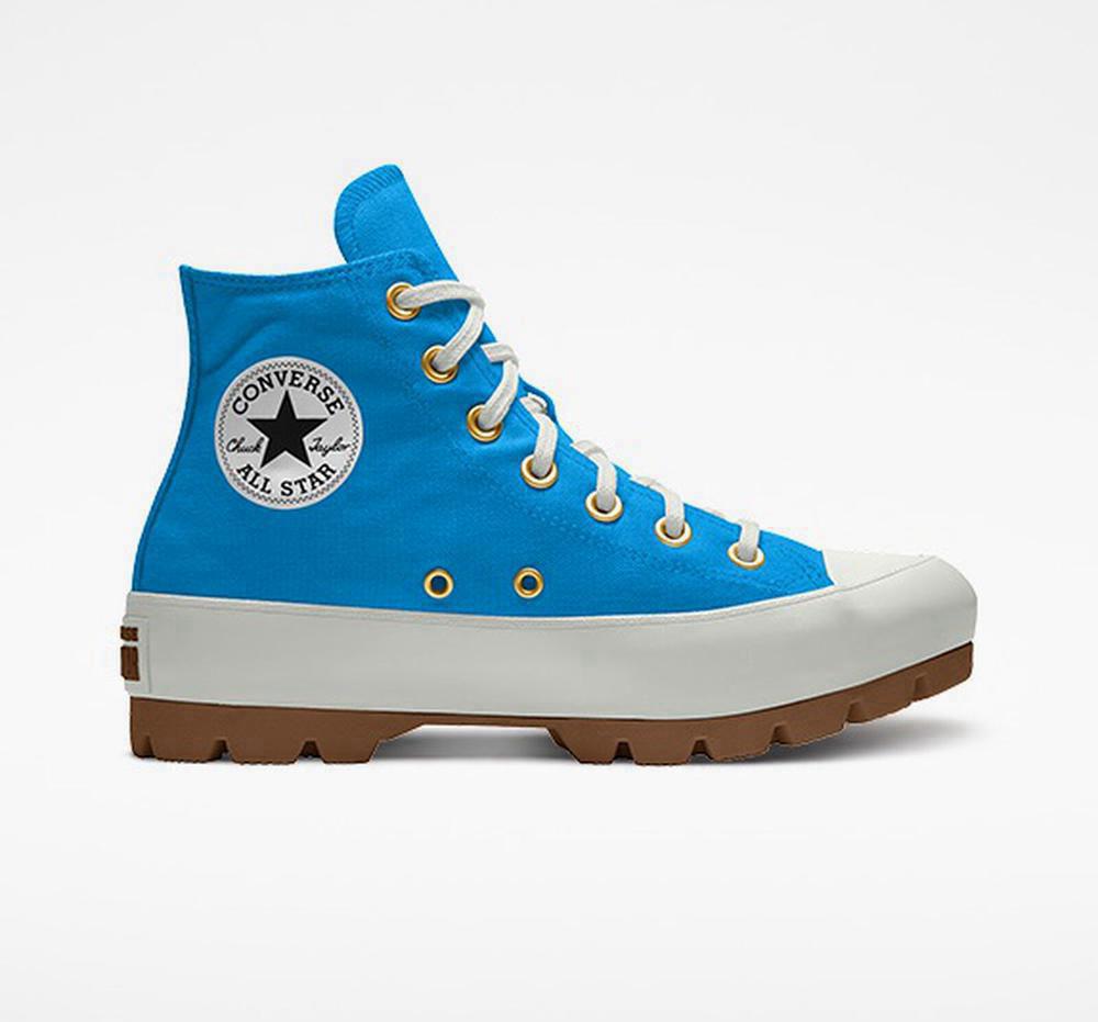 High Tops Tenis Converse Custom Chuck Taylor All Star Lugged Plataforma By You Unisex Mujer Azules Colombia | FEXZW-1526