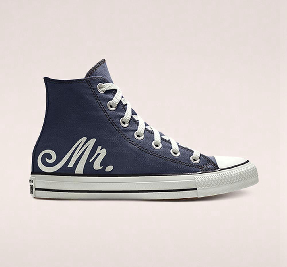 High Tops Tenis Converse Custom Chuck Taylor All Star Wedding By You Unisex Hombre Azul Marino Colombia | IEQSK-9275