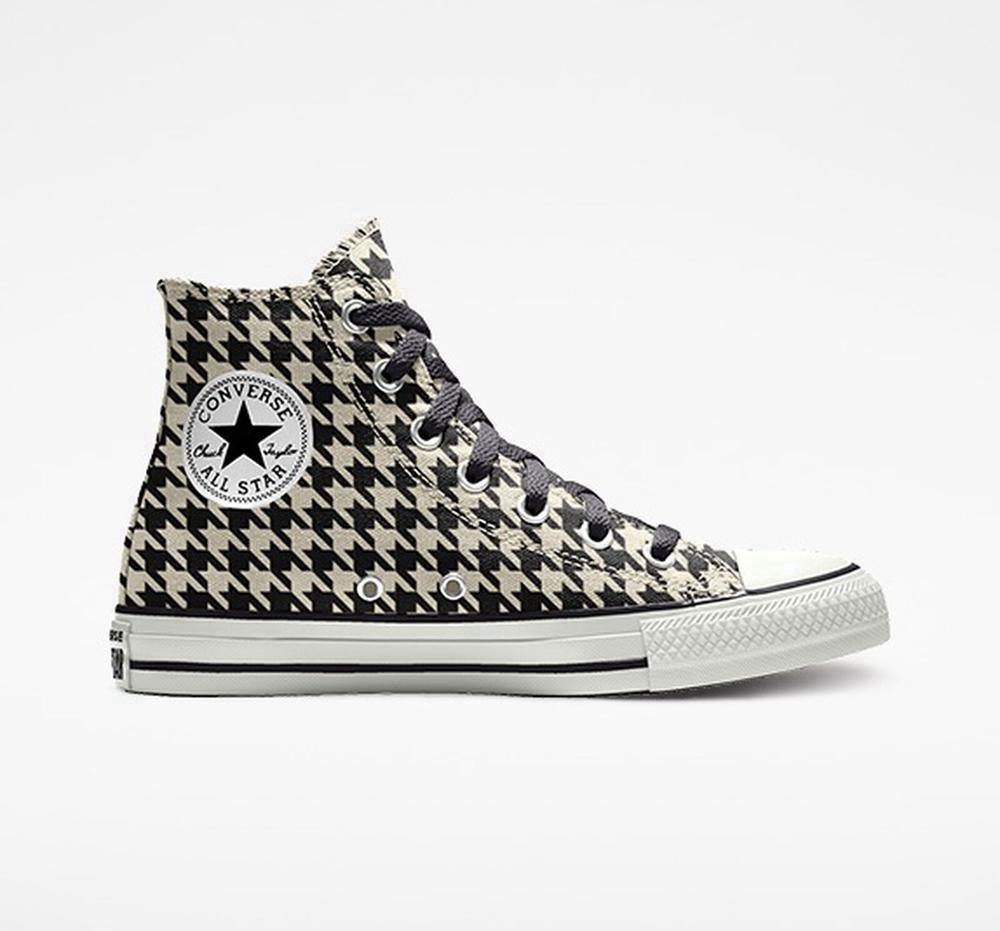 High Tops Tenis Converse Custom Chuck Taylor All Star By You Unisex Hombre Negras Beige Colombia | RZIQM-2587