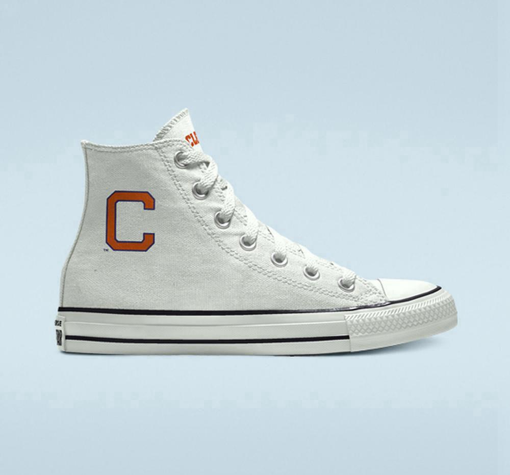 High Tops Tenis Converse Custom Chuck Taylor All Star Clemson University Tigers By You Unisex Hombre Blancas Colombia | TXCAZ-9543