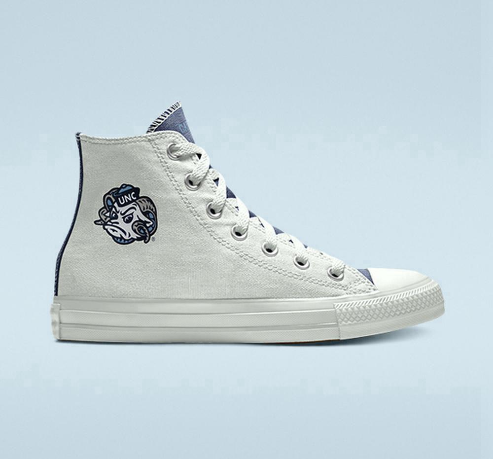 High Tops Tenis Converse Custom Chuck Taylor All Star University Of North Carolina Tar Heels By You Unisex Hombre Blancas Colombia | UBOME-9052
