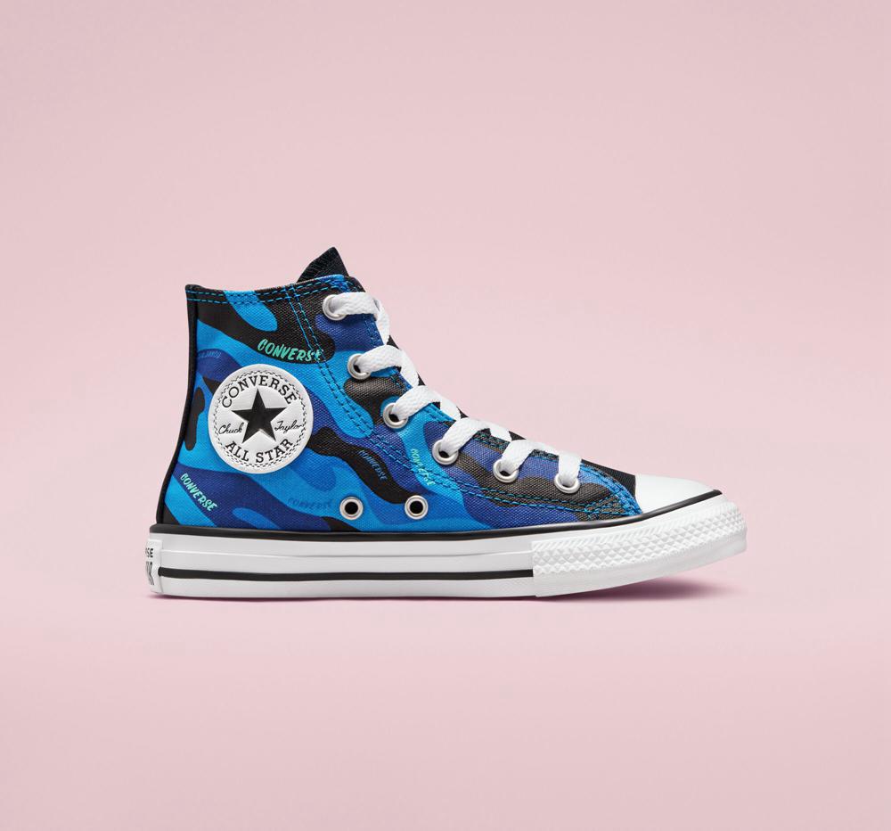 High Tops Tenis Converse Híbrido Camo Chuck Taylor All Star Little Kids Niña Azules Negras Blancas Colombia | RUWFS-2657