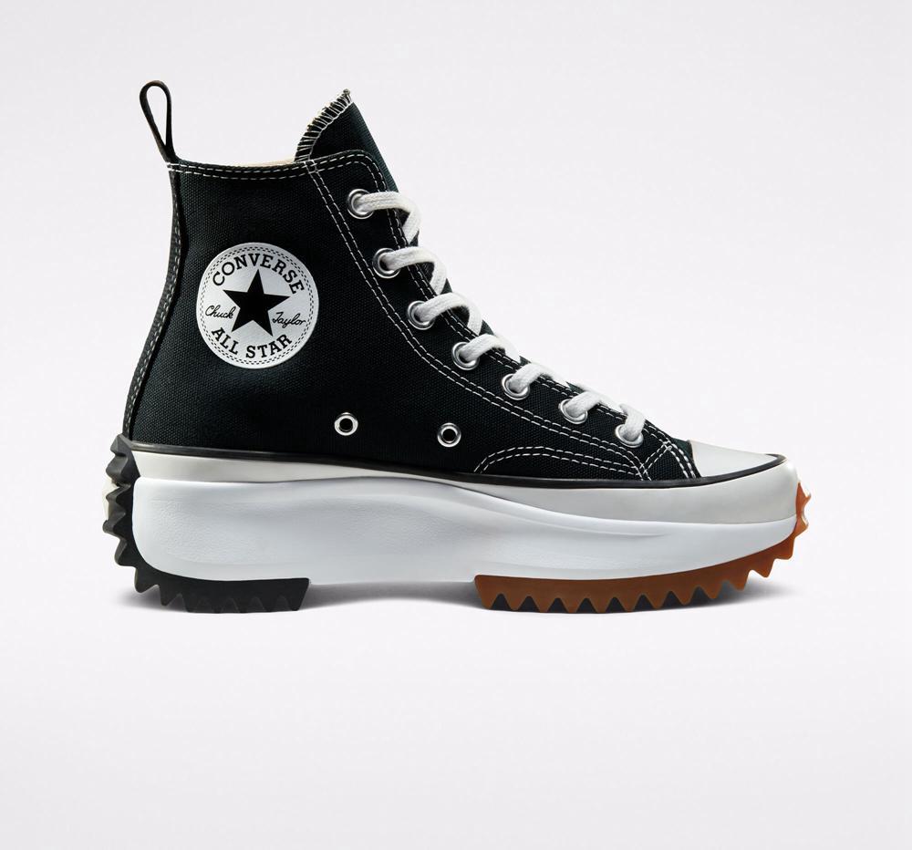 High Tops Tenis Converse Run Star Hike Plataforma Unisex Hombre Negras Blancas Colombia | DOWRN-9271