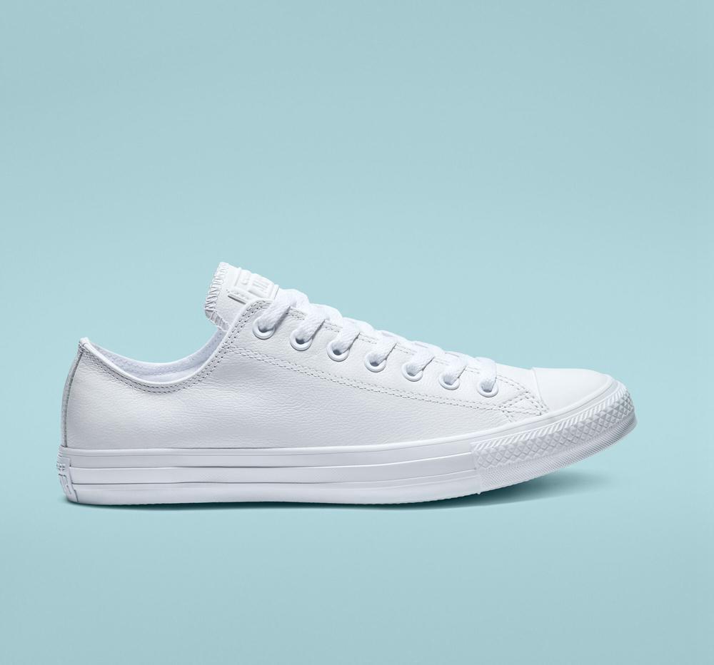 Low Tops Tenis Converse Chuck Taylor All Star Leather Unisex Mujer Blancas Colombia | RWNQV-8301