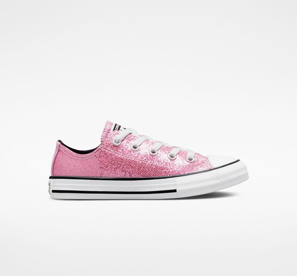 Low Tops Tenis Converse Chuck Taylor All Star Glitter Little Kids Niña Rosas Rosas Negras Colombia | VFZTW-0146
