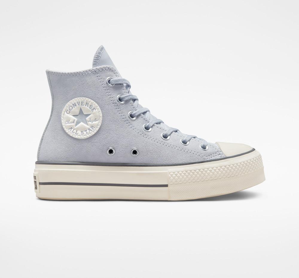 Zapatos Plataforma Tenis Converse Chuck Taylor All Star Lift Suede High Top Mujer Azules Gris Colombia | LPJQZ-5741