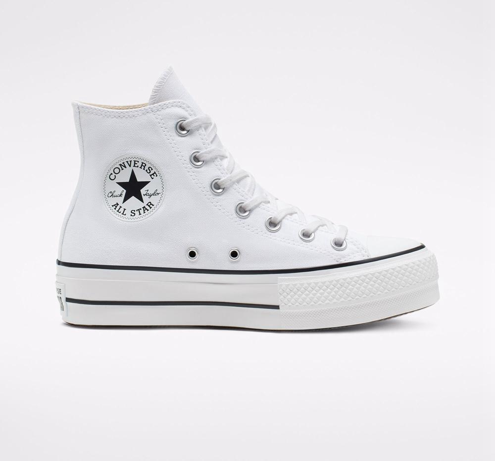 Zapatos Plataforma Tenis Converse Chuck Taylor All Star Lift Canvas High Top Mujer Blancas Negras Blancas Colombia | WUIOQ-9031
