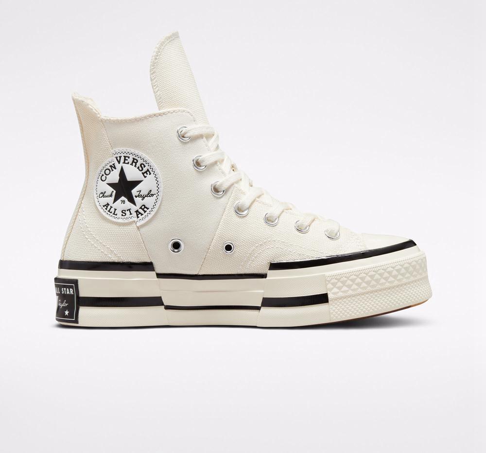 Zapatos Plataforma Tenis Converse Chuck 70 Plus Unisex High Top Hombre Blancas Negras Negras Colombia | XCNMV-9056