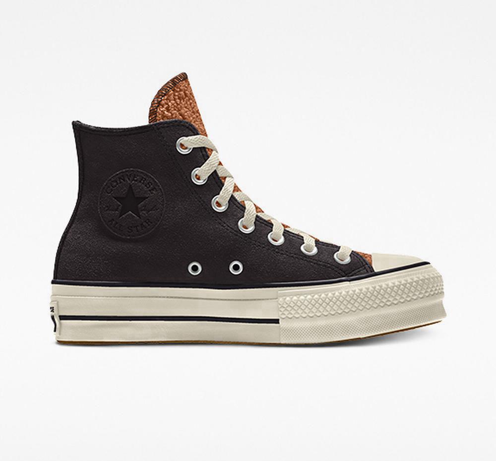 Zapatos Plataforma Tenis Converse Custom Chuck Taylor All Star Lift Suede By You Unisex High Top Mujer Negras Colombia | ACPRS-2496