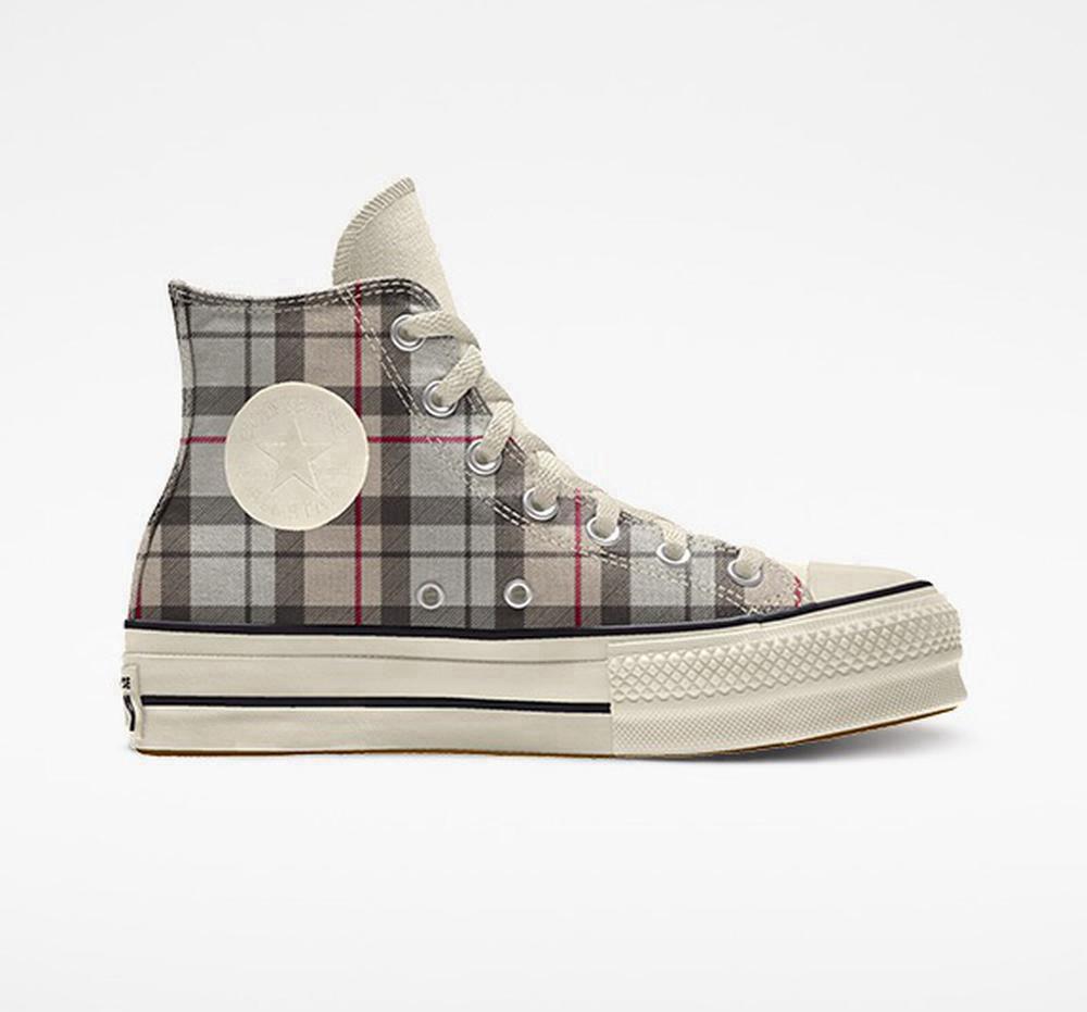 Zapatos Plataforma Tenis Converse Custom Chuck Taylor All Star Lift Canvas By You Unisex High Top Mujer Gris Colombia | CMEZL-1874