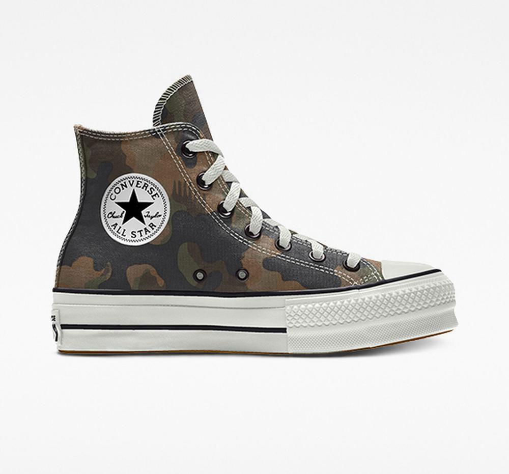 Zapatos Plataforma Tenis Converse Custom Chuck Taylor All Star Lift Canvas By You Unisex High Top Mujer Camuflaje Colombia | EQHPB-4769