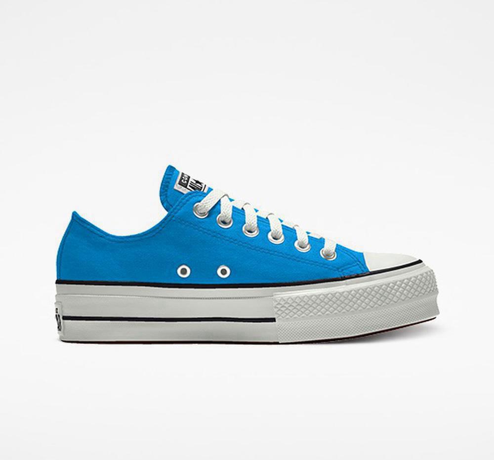Zapatos Plataforma Tenis Converse Custom Chuck Taylor All Star Lift Canvas By You Unisex Low Top Mujer Azules Colombia | FEOJG-5147