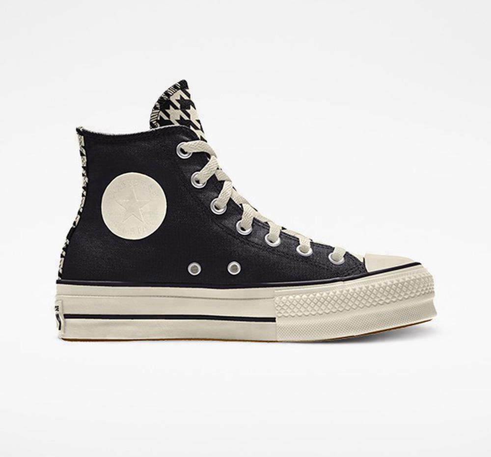 Zapatos Plataforma Tenis Converse Custom Chuck Taylor All Star Lift Canvas By You Unisex High Top Mujer Negras Colombia | MBNIJ-7604
