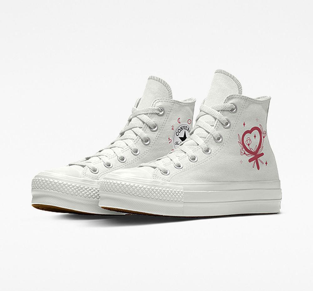 Zapatos Plataforma Tenis Converse Custom Chuck Taylor All Star Lift Planets By You Unisex High Top Mujer Blancas Colombia | NKBYJ-1864