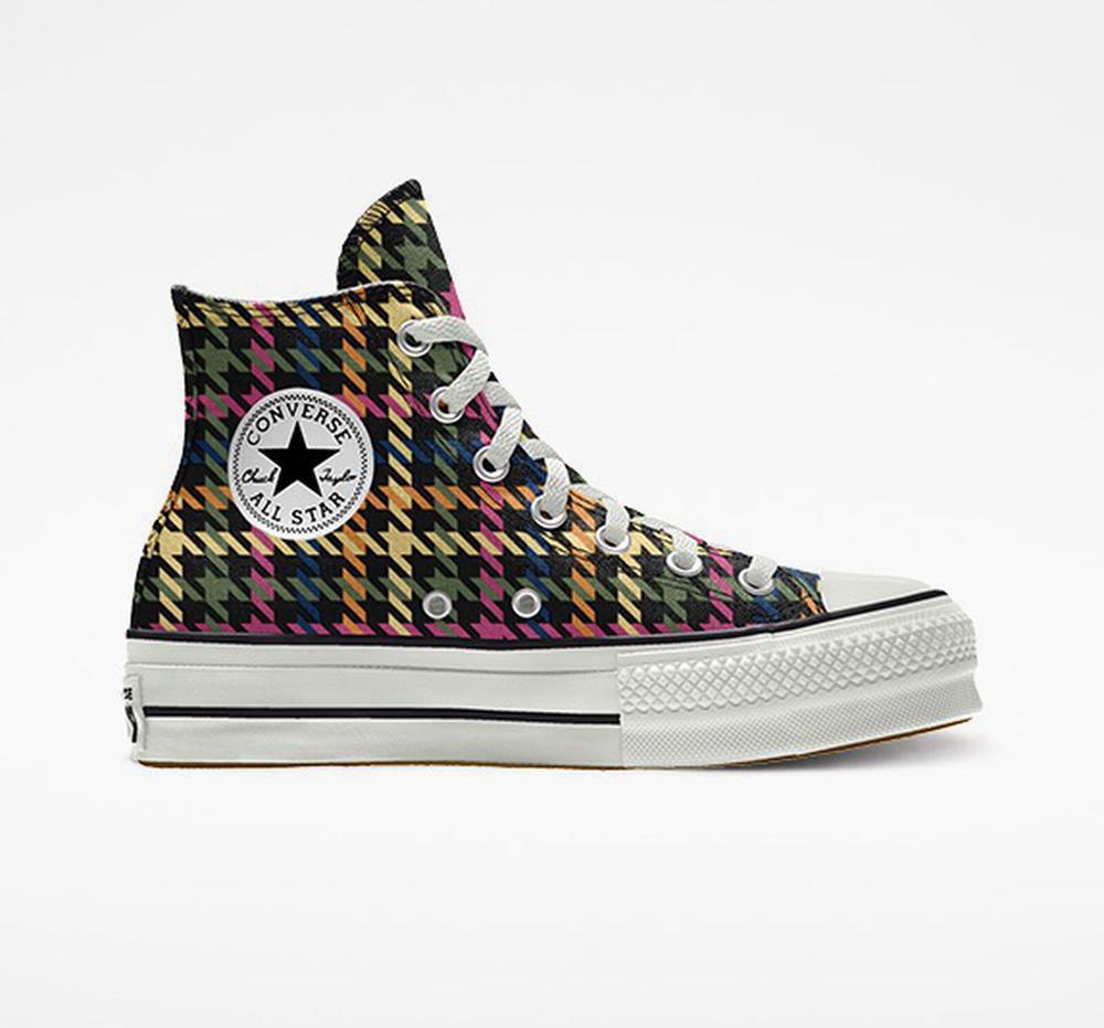 Zapatos Plataforma Tenis Converse Custom Chuck Taylor All Star Lift Canvas By You Unisex High Top Mujer Negras Beige Colombia | VKGQB-3612
