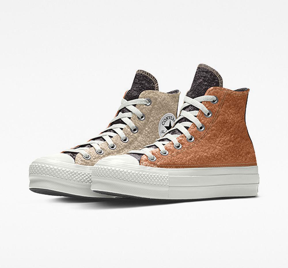 Zapatos Plataforma Tenis Converse Custom Sherpa Chuck Taylor All Star By You Unisex High Top Mujer Negras Coral Colombia | WQSVE-1247
