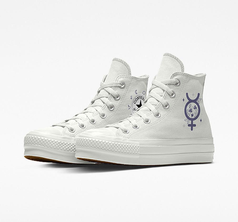 Zapatos Plataforma Tenis Converse Custom Chuck Taylor All Star Lift Planets By You Unisex High Top Mujer Blancas Colombia | ZYCHA-8327