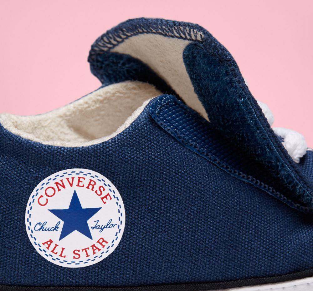 Botas Media Caña Tenis Converse Chuck Taylor All Star Cribster Easy On Baby Niño Azul Marino Blancas  Colombia |  CTRBA-6951