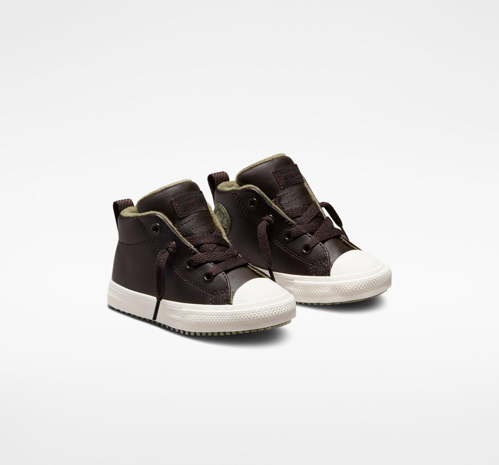 Botas Media Caña Tenis Converse Chuck Taylor All Star Calle Boot Leather Toddler Niña Marrones  Colombia |  UPJVR-1482