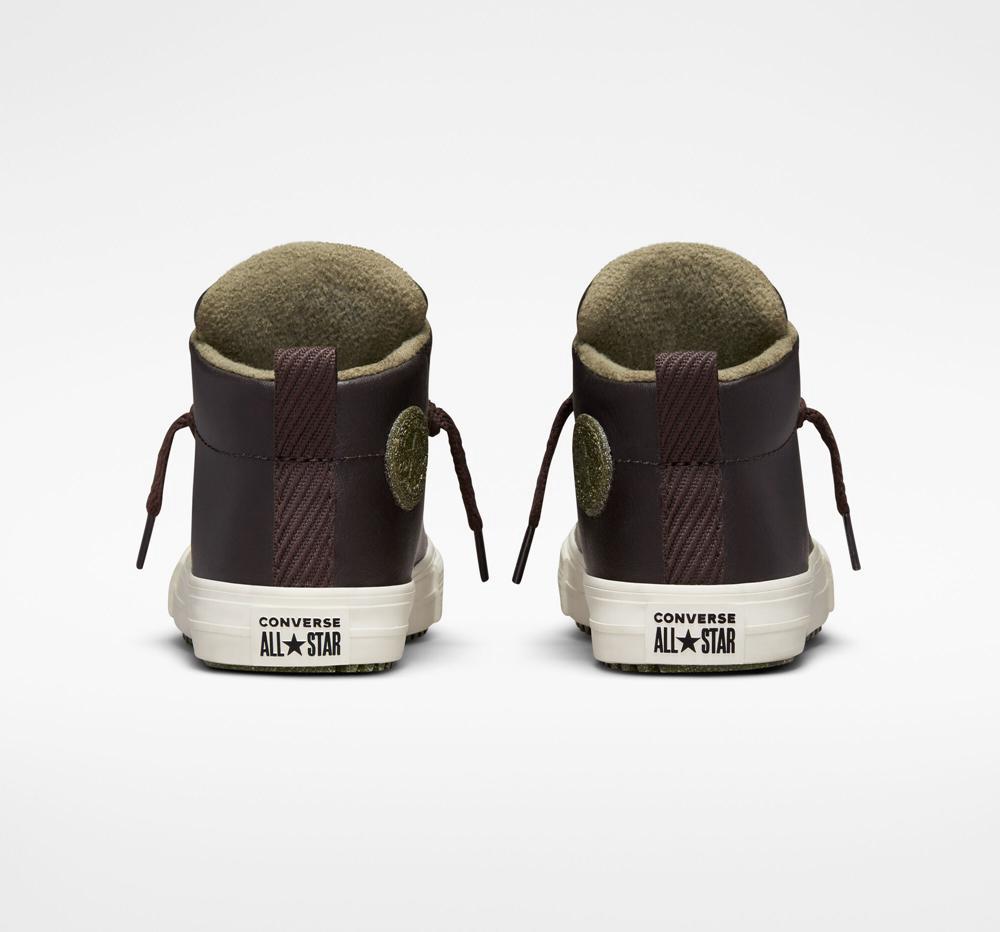 Botas Media Caña Tenis Converse Chuck Taylor All Star Calle Boot Leather Toddler Niña Marrones  Colombia |  UPJVR-1482