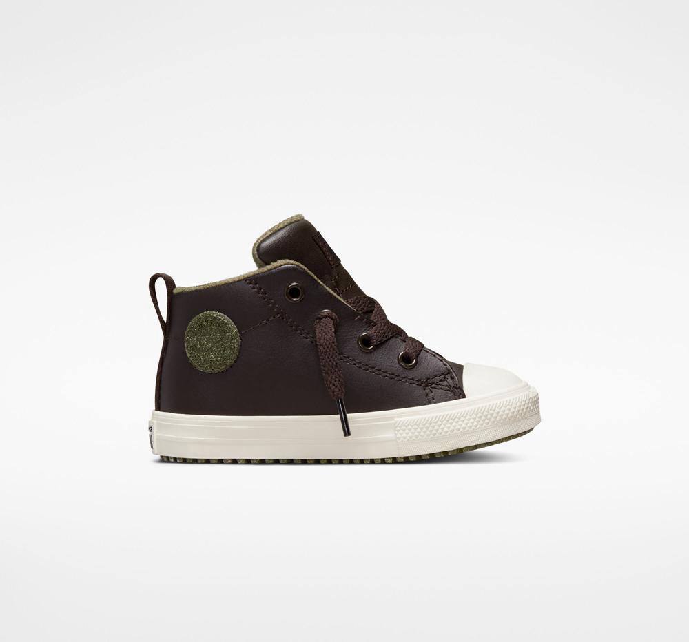 Botas Media Caña Tenis Converse Chuck Taylor All Star Calle Boot Leather Toddler Niña Marrones  Colombia |  UPJVR-1482