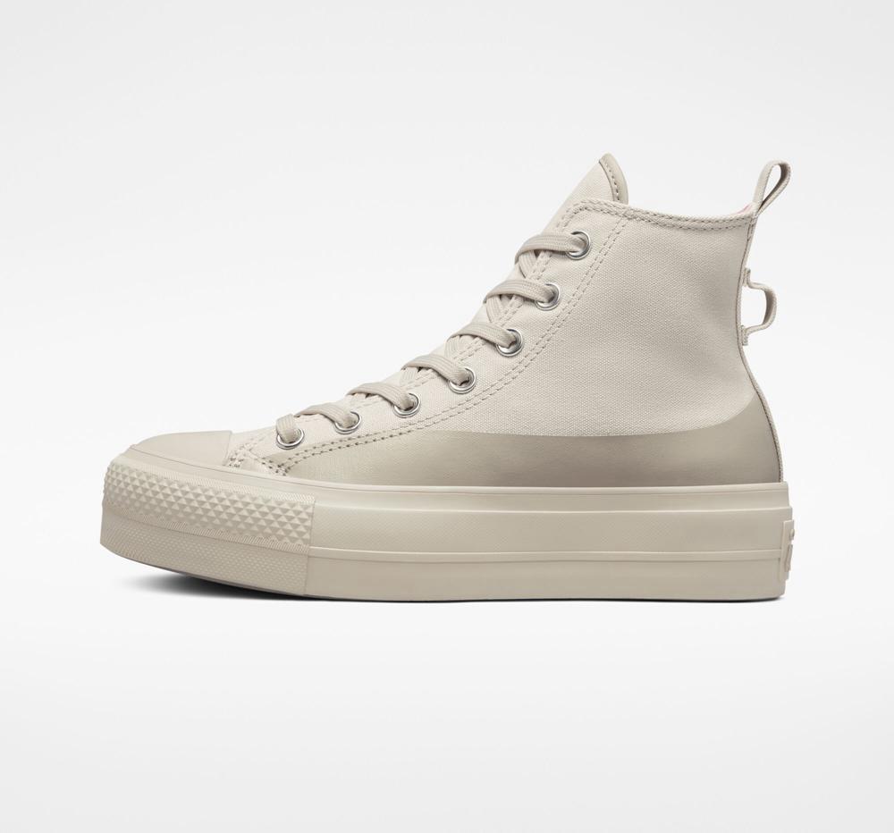 Botas Tenis Converse Chuck Taylor All Star Lift Plataforma Agua Repellent Canvas Mujer Kaki  Colombia |  JPXEK-5136