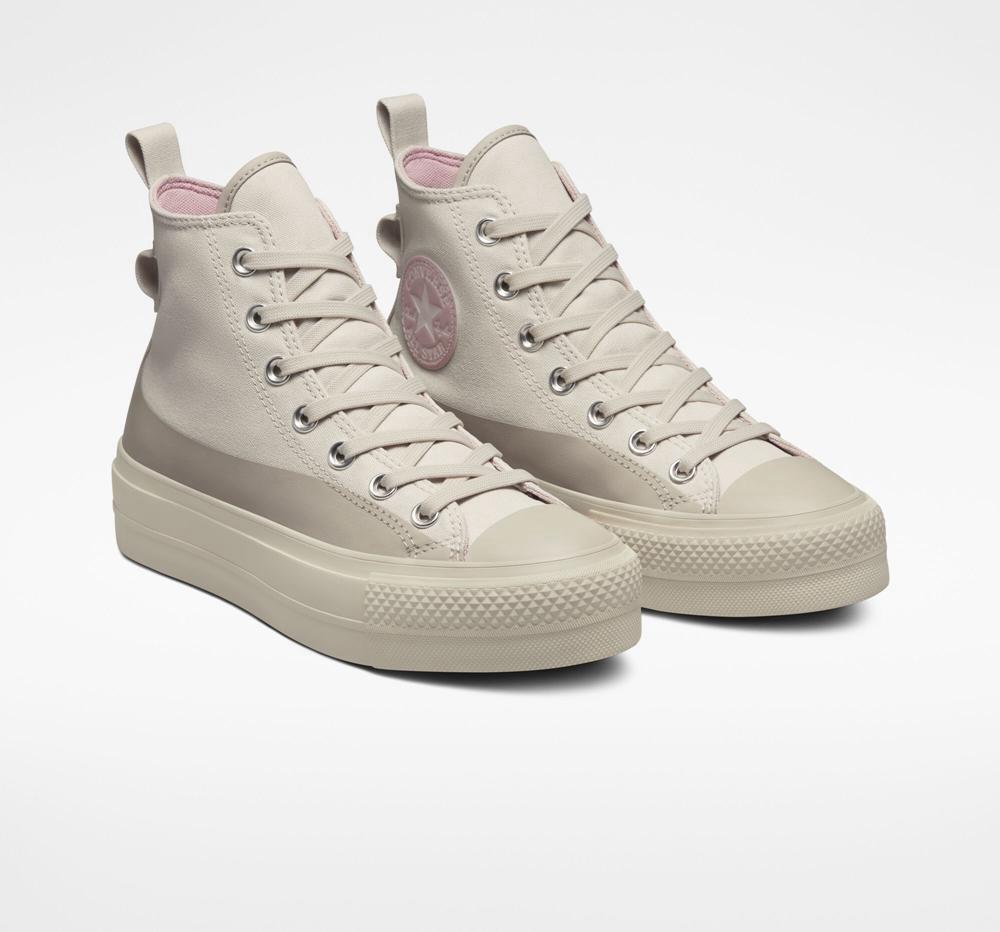 Botas Tenis Converse Chuck Taylor All Star Lift Plataforma Agua Repellent Canvas Mujer Kaki  Colombia |  JPXEK-5136